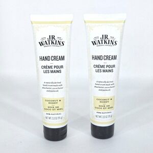 2‑Pack J.R. Watkins Coconut & Honey Hand Cream 3.3 oz Shea, Jojoba, 98% Natural